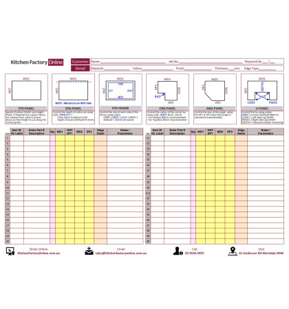 Cabinet Singles Order Form