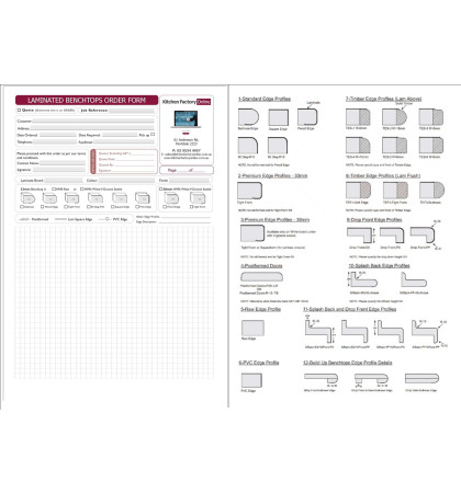 Laminate Benchtop Order Form
