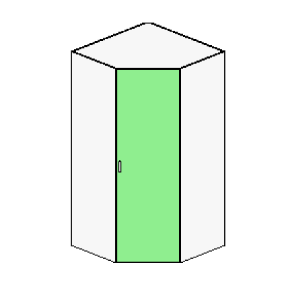 Tall Angled Corner Pantry - 1 Door Hinged Right